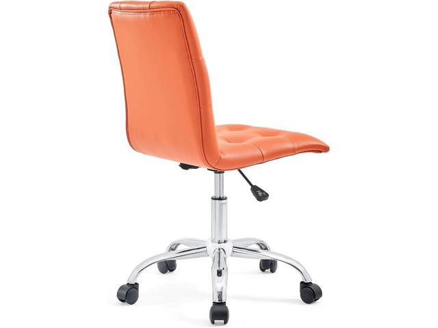 Modway Prim Ribbed Armless Mid Back Swivel Conference Office Chair In Orange