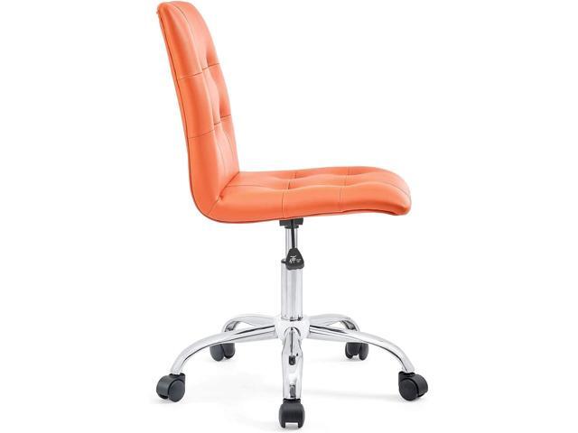 Modway Prim Ribbed Armless Mid Back Swivel Conference Office Chair In Orange