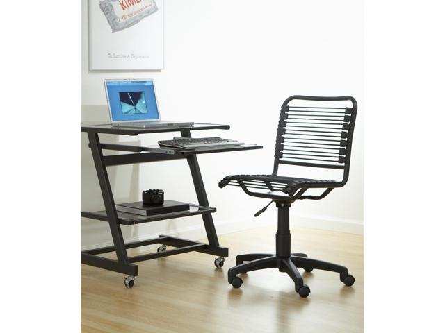 EURO STYLE Bungie Round Low Back Office Chair in Black with Graphite Black Frame and Base, Non-Tilt, 360° Swivel, Adjustable Height, Suitable for...