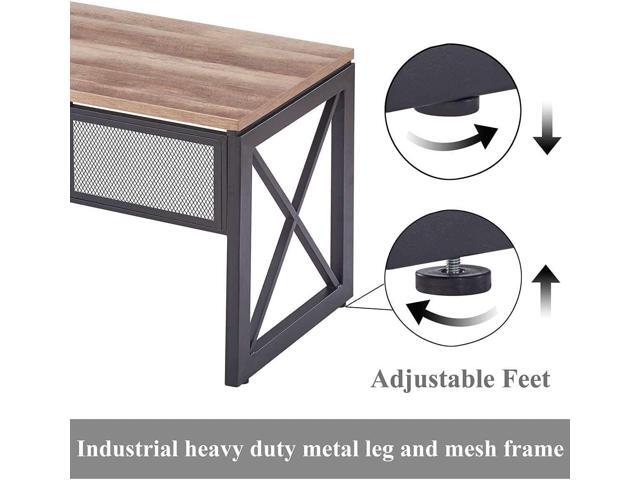 BON AUGURE Computer Desk for Home Office, Sturdy Office Desk, Wide Wood Metal Writing Table, Farmhouse Industrial Gaming Desks (60 Inch, Vintage Oak)