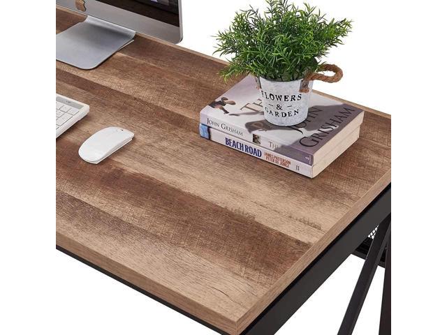 BON AUGURE Computer Desk for Home Office, Sturdy Office Desk, Wide Wood Metal Writing Table, Farmhouse Industrial Gaming Desks (60 Inch, Vintage Oak)