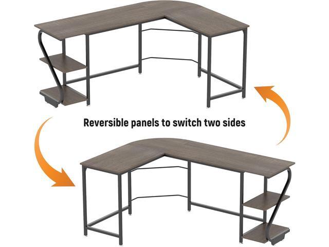 Weehom Reversible L Shaped Desk with Shelves Large Corner Computer Gaming Desks for Home Office Writing Workstation Wooden Table