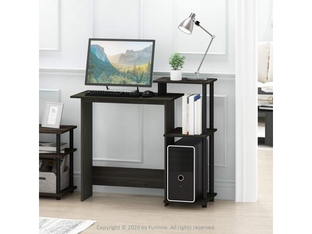 Furinno Efficient Home Laptop Notebook Computer Desk with Square Shelves, Espresso/Black