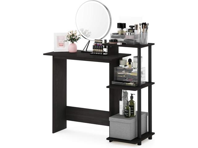 Furinno Efficient Home Laptop Notebook Computer Desk with Square Shelves, Dark Espresso/Black