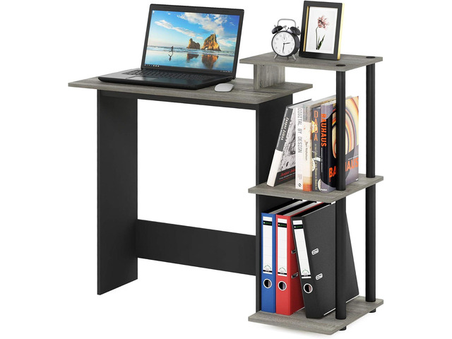 Furinno EFFICIENT Desk, 28.6' Wide Gaming Desk with 3 Open Side Shelves, Laptop Notebook Computer Desk, Office Desk for Home Office, Study Room,...