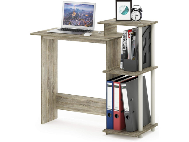 Furinno EFFICIENT Desk, 28.6' Wide Gaming Desk with 3 Open Side Shelves, Laptop Notebook Computer Desk, Office Desk for Home Office, Study Room,...
