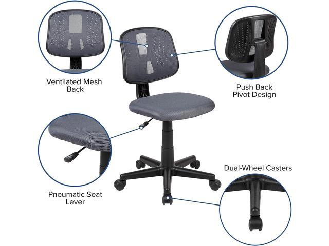 EMMA + OLIVER Mid-Back Gray Mesh Swivel Task Office Chair with Pivot Back, BIFMA Certified