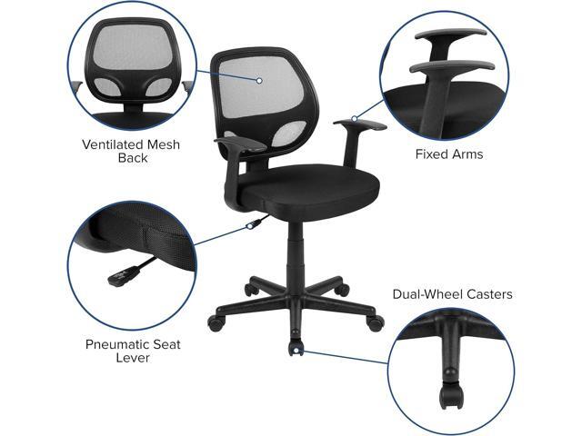 Flash Furniture Flash Fundamentals Mid-Back Black Mesh Swivel Ergonomic Task Office Chair with Arms