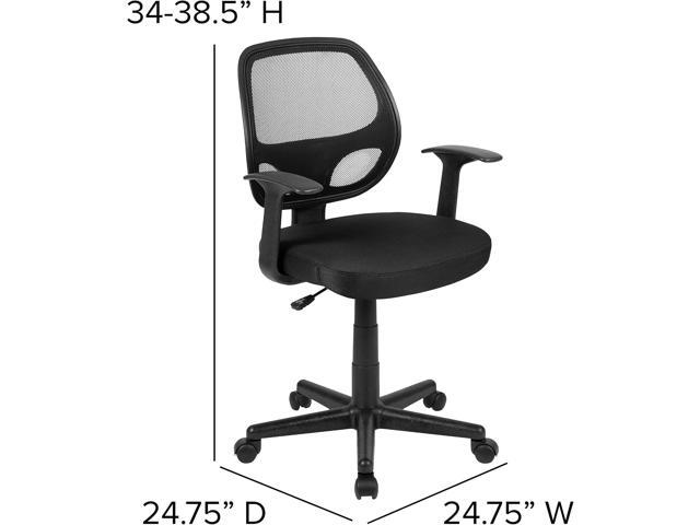 Flash Furniture Flash Fundamentals Mid-Back Black Mesh Swivel Ergonomic Task Office Chair with Arms