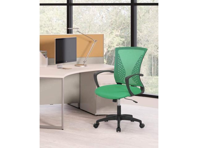Home Office Chair Mid Back PC Swivel Lumbar Support Adjustable Desk Task Computer Ergonomic Comfortable Mesh Chair with Armrest (Green)