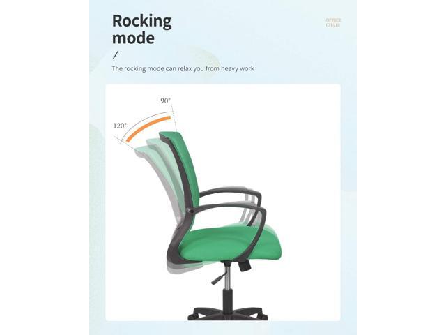 Home Office Chair Mid Back PC Swivel Lumbar Support Adjustable Desk Task Computer Ergonomic Comfortable Mesh Chair with Armrest (Green)