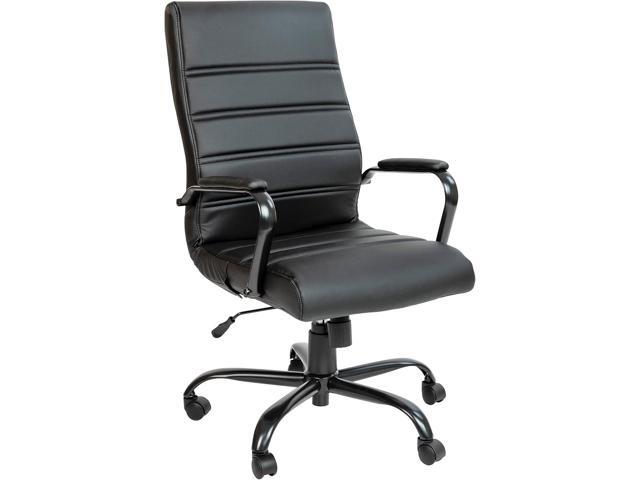 Merrick Lane Milano Contemporary High-Back Black Faux Leather Home Office Chair with Padded Black Arms