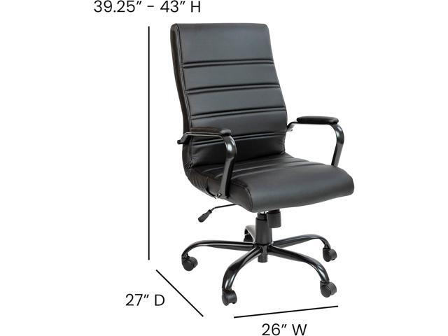 Merrick Lane Milano Contemporary High-Back Black Faux Leather Home Office Chair with Padded Black Arms