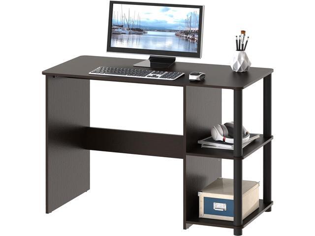 SHW 35-Inch Home Office Cyrus Desk with Open Storage Shelves, Espresso