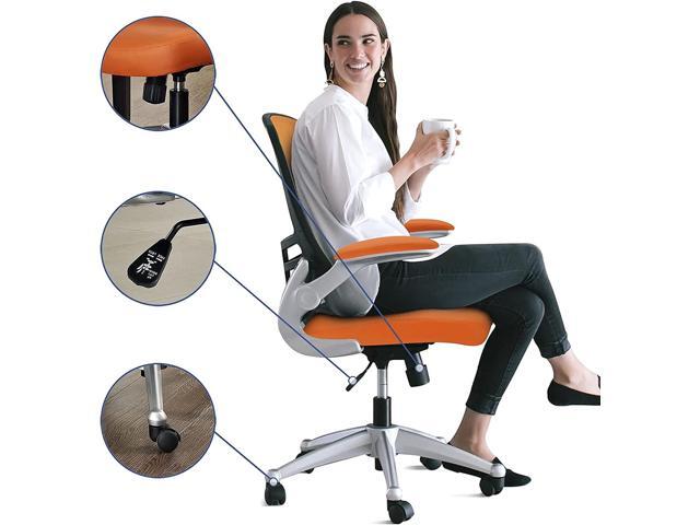 Modway EEI-210-ORA Attainment Mesh Back and Vinyl Seat Modern Office Chair in Orange 26.5'L x 26.5'W x 39.5-43.5'H