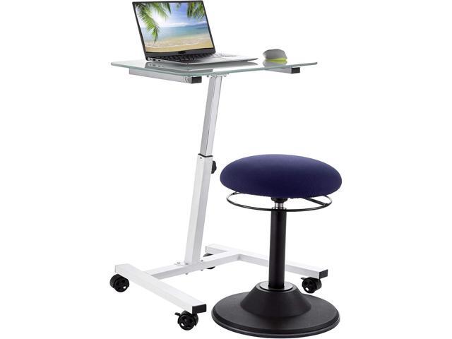Seville Classics Airlift Mobile Height Adjustable Laptop Stand Computer Workstation for Sitting Classroom Home Office Medical Table w/Wheels,...