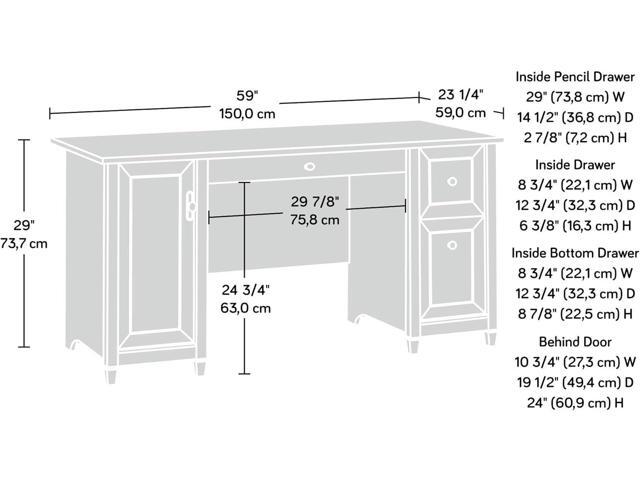 Sauder Edge Water Computer Desk with Storage Drawers, Home Office, L: 59.06' x W: 23.23' x H: 29.02', Estate Black