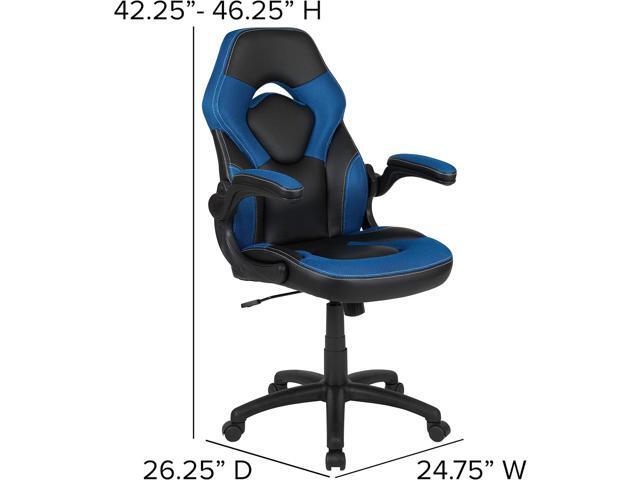 Flash Furniture X10 High-Back LeatherSoft Racing Style Gaming Chair with Flip-Up Arms, Ergonomic Padded Swivel Computer Chair, Blue/Black