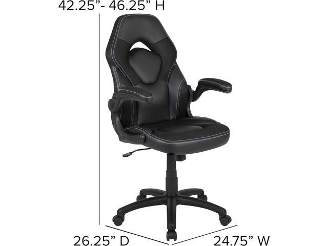 Flash Furniture X10 High-Back LeatherSoft Racing Style Gaming Chair with Flip-Up Arms, Ergonomic Padded Swivel Computer Chair, Black