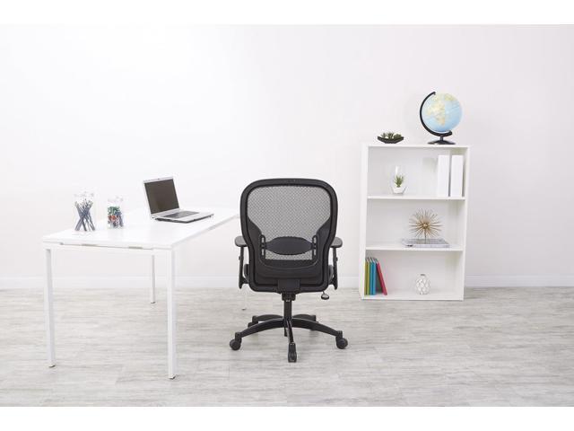 SPACE Seating Breathable Mesh Black Back and Padded Mesh Seat, 2-to-1 Synchro Tilt Control, Adjustable Arms and Lumbar Support with Gunmetal Finish...