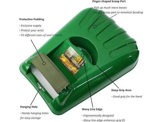 Gardzen Large Leaf Scoop Hand Rakes, Debris and Yard Waste Removal, Comes with 72 Gallon Garden Bag, Work Gloves, Protective Pads