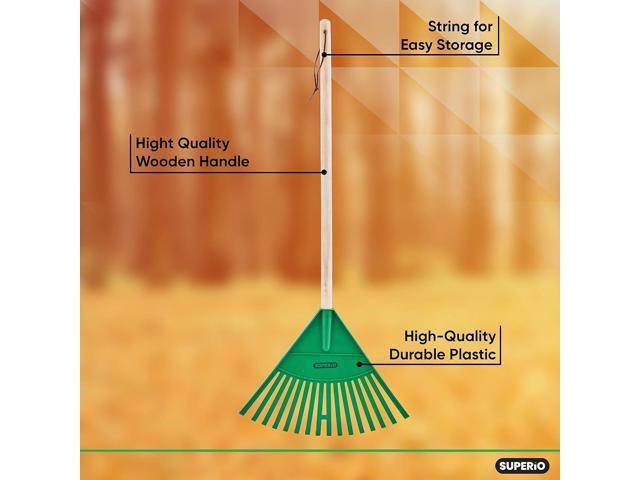 Superio Kids Rake with Hardwood Handle, Gardening and Lawn Care Tools for Kids, Sweep Leaves and Tidying Up The Garden, Plastic Tines and Heavy...