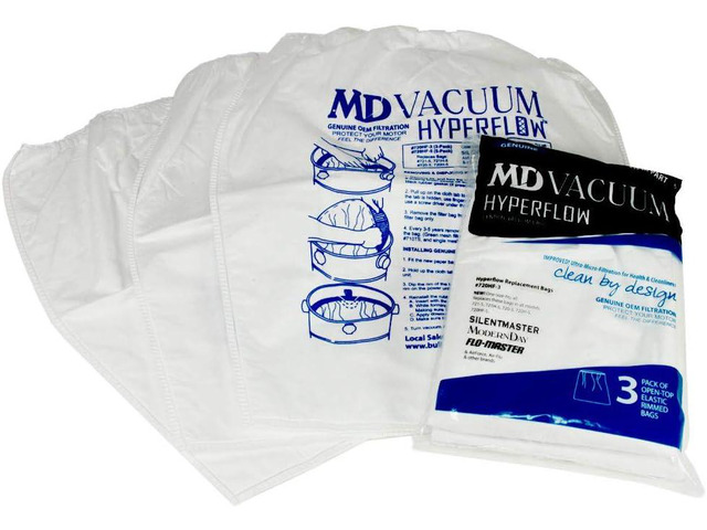 Hyperflow Genuine MD Vacuum Paper Bags 3-Pack: Universal Fit, 5-Layer Filtration, Replaces 8-Gallon & 12-Gallon MD Bags #720H-5, #720, #721H-5, #721-5