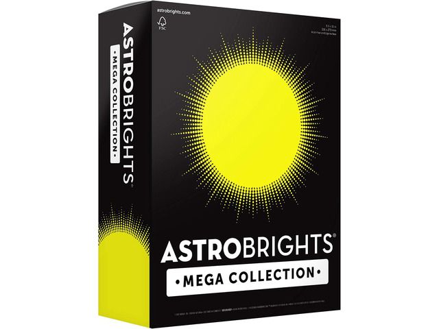 Astrobrights Mega Collection Colored Paper, Neon Yellow, 625 Sheets, 24 lb/89 gsm, 8.5' x 11' - MORE SHEETS! (91676)