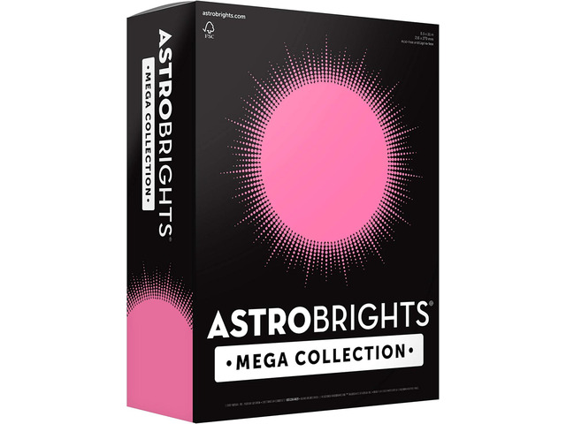 Astrobrights Mega Collection, Colored Cardstock, Neon Pink, 320 Sheets, 65 lb/176 gsm, 8.5' x 11' - MORE SHEETS! (91681)