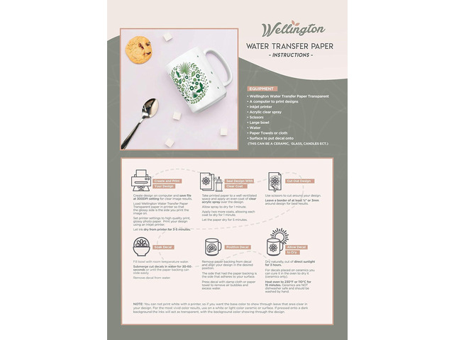 Wellington Waterslide Decal Paper for Inkjet Printers 20 Clear A4 Sheets (8.25x11.7') Quick Dry, Strong Adhesion, Easy Application Premium...