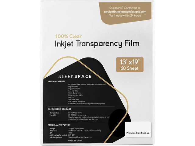 Transparency Film for Inkjet Printers 100% Clear, Non-waterproof, Anti-curl High Ink Density, Quick Dry Ink For OHP, Presentations, Crafts,...
