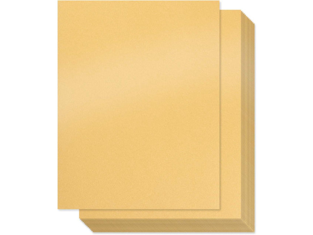 Gold Shimmer Paper - 100-Pack Metallic Cardstock Paper, 92 lb Cover, Double Sided, Printer Friendly - Perfect for Weddings, Birthdays, Craft Use,...