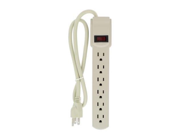 Bright-Way MP6HDJ 735 Joules 6-Outlet Surge Protector Power Strip with 2-1/2 Foot Cord and Grounded Power Strip