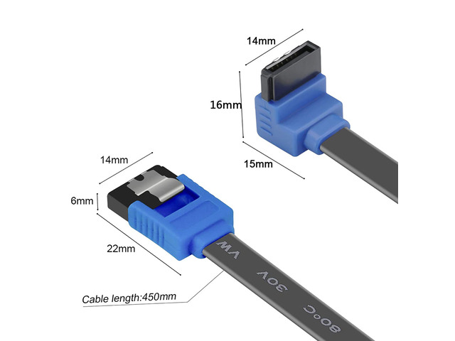 BENFEI SATA Cable III, 3 Pack SATA Cable III 6Gbps 90 Degree Right Angle with Locking Latch 18 Inch for SATA HDD, SSD, CD Driver, CD Writer - Black