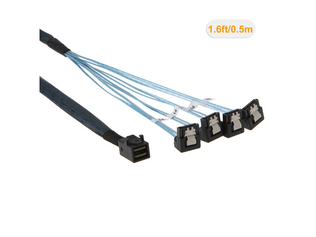 CableCreation Internal HD Mini SAS (SFF-8643 Host) - 4X SATA (Target) Angle Cable, SFF-8643 for Controller, 4 Sata Connect to Hard Drive, 1M ?