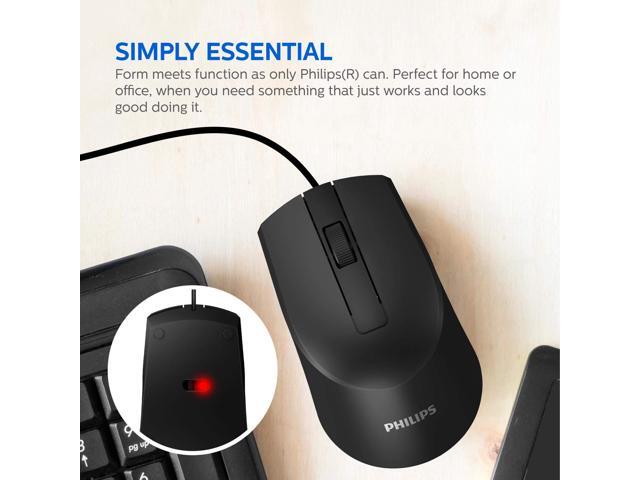 Philips USB Optical Mouse for Home or Office - 1000 DPI 3-Button High-Performance Optical LED Sensor Ergonomic Palm-Grip, Symmetrical and...