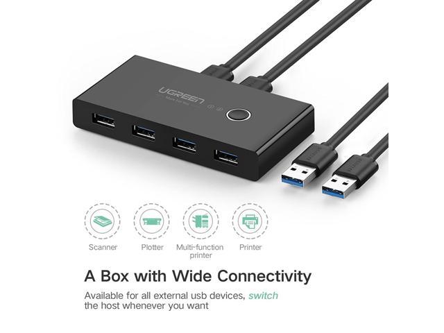 UGREEN USB 3.0 Sharing Switch Selector 4 Port 2 Computers Peripheral Switcher Adapter Hub for PC, Printer, Scanner, Mouse, Keyboard with One Button...
