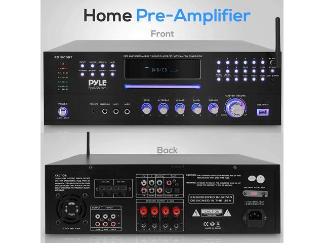 4 Channel Pre Amplifier Receiver - 1000 Watt Rack Mount Bluetooth Home Theater-Stereo Surround Sound Preamp Receiver W/Audio/Video System, CD/DVD...