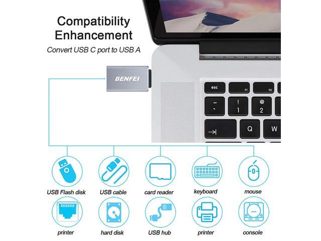 USB C to USB 3.0 Adapter 3 Pack,Benfei USB C to A Male to Female Adapter, Compatible with MacBook 2018 2017 2016, Samsung Galaxy Note 8, Galaxy S8...