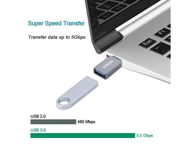 USB C to USB 3.0 Adapter 3 Pack,Benfei USB C to A Male to Female Adapter, Compatible with MacBook 2018 2017 2016, Samsung Galaxy Note 8, Galaxy S8...