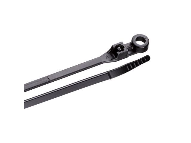 Gardner Bender 48-308UVB Mounting Cable Tie, 8 inch, 50 lb, Electrical Wire and Cord Management, Nylon Zip Tie, 100 Pk, UV Resistant Black