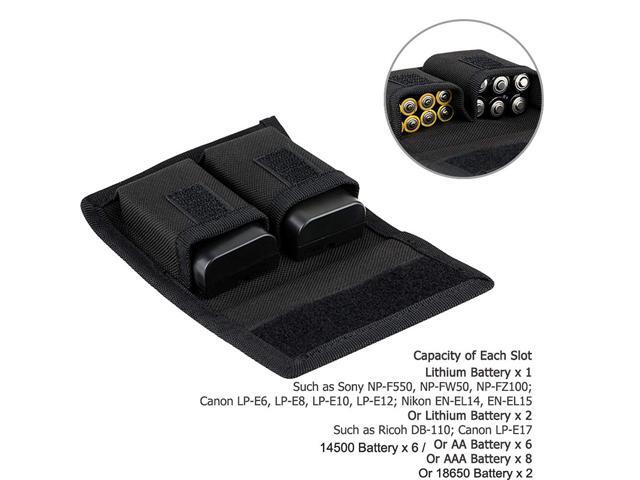 (3 Pockets) DSLR Battery and Memory Card Holder Pouch,Camera Battery and SD CF XQD Card Storage Case for AA Battery and LP-E6 LP-E10 LP-E12 LP-E17...