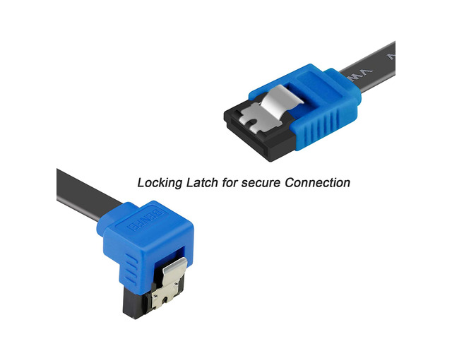 BENFEI SATA Cable III, 3 Pack SATA Cable III 6Gbps 90 Degree Right Angle with Locking Latch 18 Inch for SATA HDD, SSD, CD Driver, CD Writer - Black