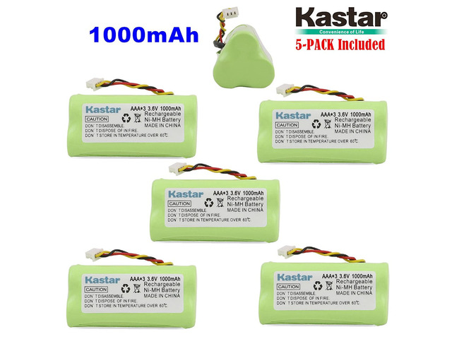 Kastar 5-Pack AAA 3.6V 1000mAh Ni-MH Rechargeable Battery Replacement for Zebra/Motorola Symbol 82-67705-01 Symbol LS-4278 LS4278-M...