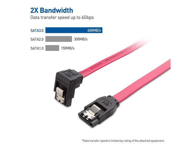 Cable Matters 3-Pack 90 Degree Right Angle SATA Cable 18 Inches (6.0 Gbps SATA III Cable, SATA Cable for SSD, SATA SSD Cable, SATA 3 Cables) Red