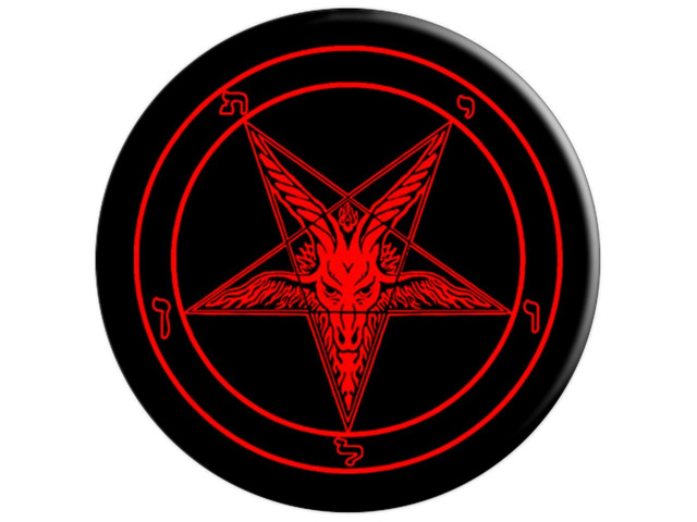 Pentagram Satanic Pentagram on Black with Baphomet PopSockets Grip and Stand for Phones and Tablets