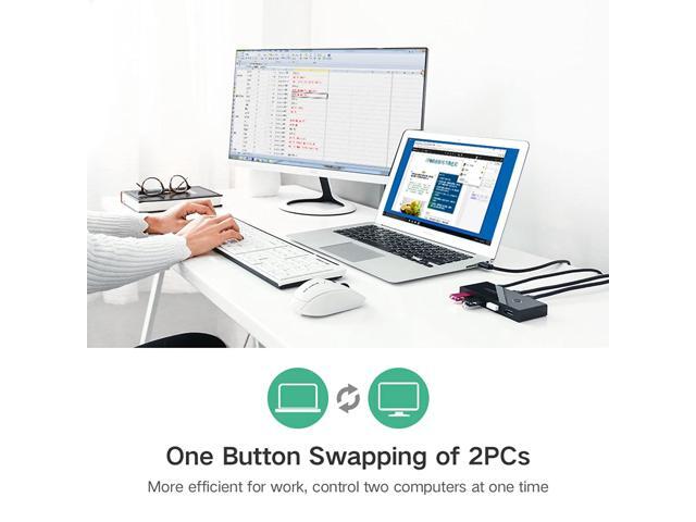 UGREEN USB 3.0 Sharing Switch Selector 4 Port 2 Computers Peripheral Switcher Adapter Hub for PC, Printer, Scanner, Mouse, Keyboard with One Button...