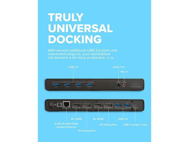 VisionTek VT4000 Universal Dual 4K Laptop Monitor Docking Station, Dual UHD Video, HDMI, DisplayPort, USB 3.0, USB-C, RJ45 Ports, for Mac & Windows...