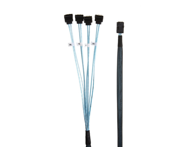 CableCreation Internal HD Mini SAS (SFF-8643 Host) - 4X SATA (Target) Angle Cable, SFF-8643 for Controller, 4 Sata Connect to Hard Drive, 1M ?
