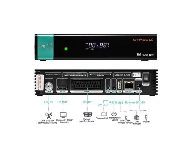GTMEDIA V8X HD DVB-S/S2/S2X FTA Digital Satellite Receiver, Free to Air Built-in 2.4G WiFi TV Sat Decoder Supports Intelsat 901 at 27.5°W BBC Channel